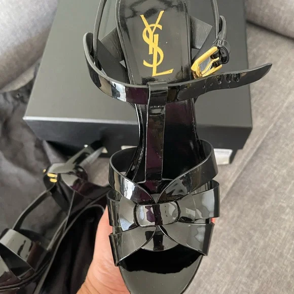 Saint Laurent
Tribute Patent Platform Sandals YSL Heels leather size 8 ysl shoes - Picture 11 of 15